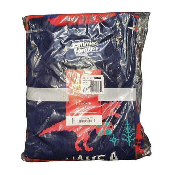 Christmas Dinosaur Pajamas 2PC Set Womens Sz L Jammies for your Families PJs NEW - Picture 2 of 4